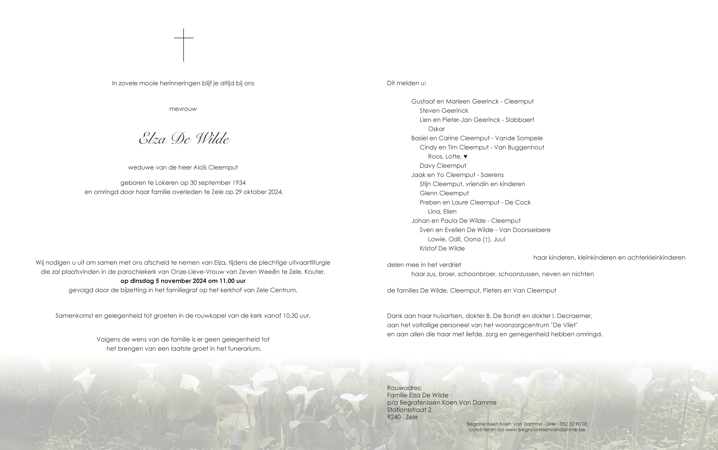 Overlijdensberichten Begrafenissen Koen Van Damme - Overlijden van